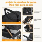 Carrinho de Bebê 2 em 1 dobrável com cadeira ajustável e cesta removível, ideal para conforto e praticidade até 15kg. - Imagem 7