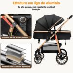 Carrinho de Bebê 2 em 1 dobrável com cadeira ajustável e cesta removível, ideal para conforto e praticidade até 15kg. - Imagem 9