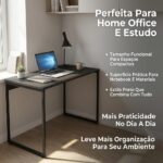 Mesa Premium Escrivaninha Varenzia em MDF preta, 90 cm, ideal para home office, estudo e notebook. - Imagem 3