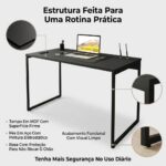 Mesa Premium Escrivaninha Varenzia em MDF preta, 90 cm, ideal para home office, estudo e notebook. - Imagem 4