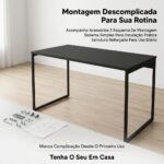 Mesa Premium Escrivaninha Varenzia em MDF preta, 90 cm, ideal para home office, estudo e notebook. - Imagem 5