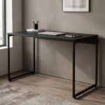 Mesa Premium Escrivaninha Varenzia em MDF preta, 90 cm, ideal para home office, estudo e notebook. - Imagem 8