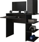 Escrivaninha Gamer Preta com gaveta e prateleiras: organização e praticidade para quarto, escritório ou estudo. - Imagem 4
