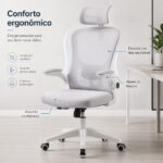 Cadeira de Escritório Ergonômica Mesh Cinza: conforto, apoio lombar ajustável e altura regulável para home office, trabalho e estudo. - Imagem 3