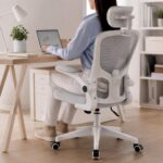 Cadeira de Escritório Ergonômica Mesh Cinza: conforto, apoio lombar ajustável e altura regulável para home office, trabalho e estudo. - Imagem 4