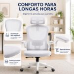 Cadeira de Escritório Ergonômica Mesh Cinza: conforto, apoio lombar ajustável e altura regulável para home office, trabalho e estudo. - Imagem 6