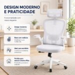 Cadeira de Escritório Ergonômica Mesh Cinza: conforto, apoio lombar ajustável e altura regulável para home office, trabalho e estudo. - Imagem 7
