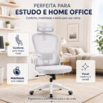 Cadeira de Escritório Ergonômica Mesh Cinza: conforto, apoio lombar ajustável e altura regulável para home office, trabalho e estudo. - Imagem 8