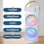 Mini Climatizador de Ar Portátil, 3 em 1 Umidificador e Purificador, LED Duplo Reservatório 280ml, USB 10W, Controle de Velocidade, 37x16.5x7.5cm - Imagem 9