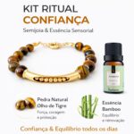 Kit Ritual Ramay: pulseira de pedra natural e essência aromática, semijoia banhada a ouro 18k, presente sofisticado. - Imagem 4