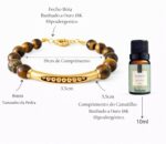 Kit Ritual Ramay: pulseira de pedra natural e essência aromática, semijoia banhada a ouro 18k, presente sofisticado. - Imagem 5