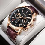 LIGE relógio masculino cronógrafo em couro: elegante, resistente à água e ideal para negócios e uso diário - Imagem 7