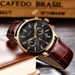 LIGE relógio masculino cronógrafo em couro: elegante, resistente à água e ideal para negócios e uso diário - Imagem 8