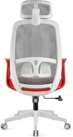 Cadeira Ergonômica com Apoio de Cabeça e Lombar, Encosto Alto em Malha, 10cm de Conforto, Giratória e Ajustável, Vermelha - Imagem 5