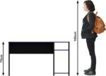 Mesa gamer ME4152 Preto/Azul com tampo anatômico, nicho para CPU e espaço para 2 monitores. - Imagem 3