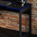 Mesa gamer ME4152 Preto/Azul com tampo anatômico, nicho para CPU e espaço para 2 monitores. - Imagem 4