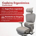 Cadeira de escritório Zeus Aljatec cinza: conforto ergonômico com suporte lombar e malha respirável para longas horas de uso. - Imagem 3