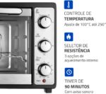 MONDIAL Forno Elétrico 52L Grand Family II: 1800W, 3 funções de aquecimento e timer de 90 min para assar com praticidade. - Imagem 5