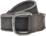 Cinto masculino FALETO de lona 130 cm com fivela D dupla, estilo casual militar e ajuste confortável em preto. - Imagem 3