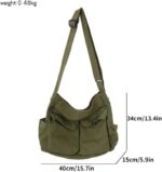 Bolsa mensageiro de lona grande com vários bolsos: prática, versátil e ideal para mulheres e homens no dia a dia. - Imagem 7