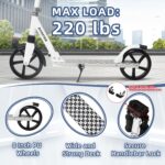 Nattork Patinete dobrável com suspensão frontal, rodas de 20 cm e ajuste de altura para crianças e adultos, suporta até 99 kg - Imagem 3