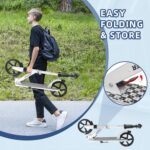 Nattork Patinete dobrável com suspensão frontal, rodas de 20 cm e ajuste de altura para crianças e adultos, suporta até 99 kg - Imagem 4
