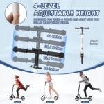 Nattork Patinete dobrável com suspensão frontal, rodas de 20 cm e ajuste de altura para crianças e adultos, suporta até 99 kg - Imagem 5