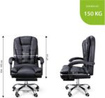Cadeira Presidente Ergonômica Preta: conforto, encosto reclinável e apoio retrátil para trabalhar melhor por horas. - Imagem 2