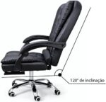 Cadeira Presidente Ergonômica Preta: conforto, encosto reclinável e apoio retrátil para trabalhar melhor por horas. - Imagem 3