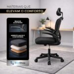 BlidShop Veneza: cadeira ergonômica com suporte lombar, reclínio e altura ajustável para mais conforto no trabalho. - Imagem 8