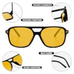 Óculos de Sol Unissex Retro com Lente Amarela Quadrada: estilo vintage e visão noturna para comprar agora. - Imagem 5