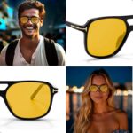 Óculos de Sol Unissex Retro com Lente Amarela Quadrada: estilo vintage e visão noturna para comprar agora. - Imagem 6