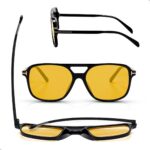 Óculos de Sol Unissex Retro com Lente Amarela Quadrada: estilo vintage e visão noturna para comprar agora. - Imagem 7