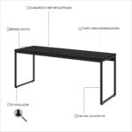 Mesa Dynamica Diretor 180x60x75cm amadeirada com estrutura preta, ideal para escritório funcional e elegante. - Imagem 4