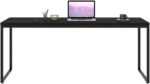 Mesa Dynamica Diretor 180x60x75cm amadeirada com estrutura preta, ideal para escritório funcional e elegante. - Imagem 5