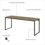 Mesa Dynamica Diretor 180x60x75cm amadeirada com estrutura preta, ideal para escritório funcional e elegante. - Imagem 6