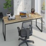 Mesa Dynamica Diretor 180x60x75cm amadeirada com estrutura preta, ideal para escritório funcional e elegante. - Imagem 7