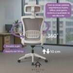 Cadeira de Escritório Ergonômica HYATTO OFFICE: conforto, apoio lombar e ajuste ideal para longas horas de uso - Imagem 5