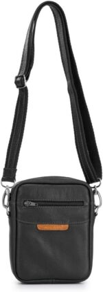 Mini Bolsa Shoulder Bag em Couro Legítimo: estilo streetwear, durável e prática para uso transversal masculino. - Imagem 3