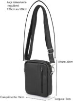 Mini Bolsa Shoulder Bag em Couro Legítimo: estilo streetwear, durável e prática para uso transversal masculino. - Imagem 5