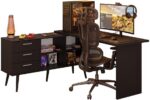 Escrivaninha Lisboa Madesa em L, com 3 gavetas, amplo espaço e montagem versátil para seu setup gamer. - Imagem 3