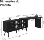 Escrivaninha Lisboa Madesa em L, com 3 gavetas, amplo espaço e montagem versátil para seu setup gamer. - Imagem 4