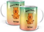 Caneca Don’t Worry Be Capy com capivara zen: presente criativo, fofo e resistente para relaxar com estilo. - Imagem 3