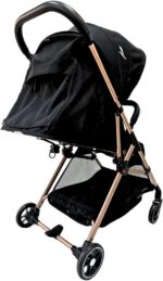 Carrinho Premiu Baby Zurich Preto Rose: leve, compacto e com fechamento automático para mais praticidade no dia a dia. - Imagem 3