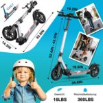 Scooter para adultos dobrável CUIOT com 3 freios, rodas de 20 cm e altura ajustável, ideal para segurança e conforto. - Imagem 4