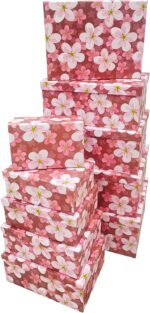 Caixa para Presente Cartonada VMP Kit 10 Unidades: papelão rígido premium, visual floral rosa e pronta para presentear com elegância. - Imagem 2