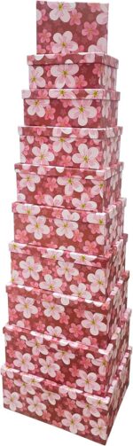 Caixa para Presente Cartonada VMP Kit 10 Unidades: papelão rígido premium, visual floral rosa e pronta para presentear com elegância. - Imagem 5