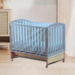 Berço Mosquiteiro Elástico Azul 80x160x65cm: proteção, ventilação e segurança para bebê - Imagem 4