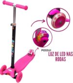 Patinete Infantil 4 Rodas com LEDs, dobrável e ajustável, ideal para equilíbrio, diversão e segurança até 60kg. - Imagem 3