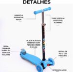 Patinete Infantil 4 Rodas com LEDs, dobrável e ajustável, ideal para equilíbrio, diversão e segurança até 60kg. - Imagem 5
